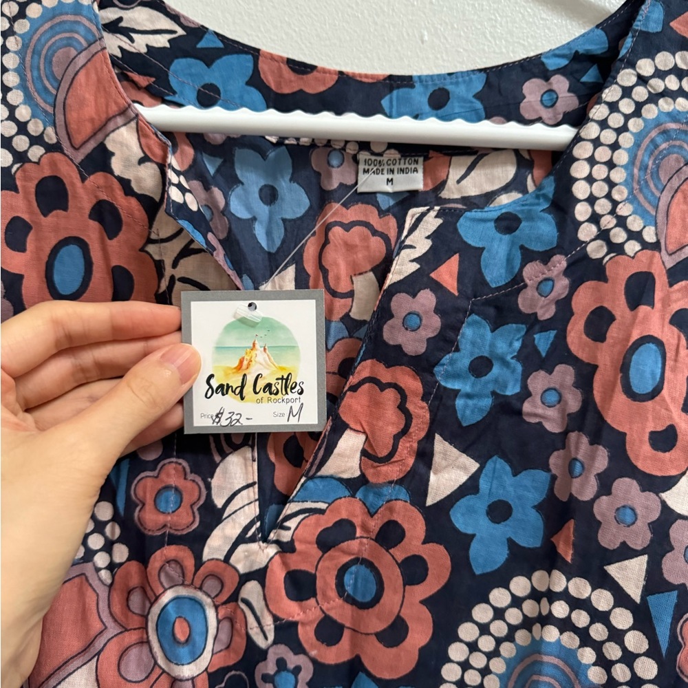 Boutique Floral Printed Cotton Blouse M - Picture 3 of 5